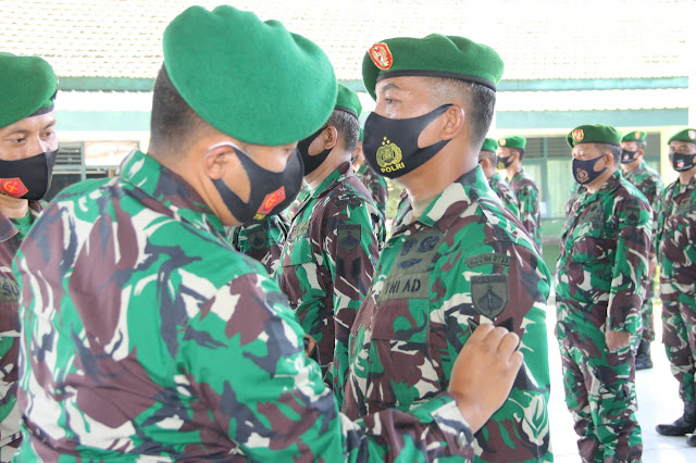 Terapkan Protokol Kesehatan, Dandim Sragen Pimpin Acara Korps Raport Kenaikan Pangkat