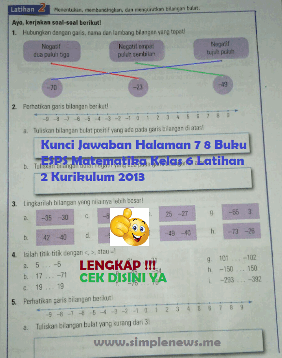 Kunci Jawaban Halaman 7 8 Buku ESPS Matematika Kelas 6 Latihan 2 Kurikulum 2013 www.simplenews.me