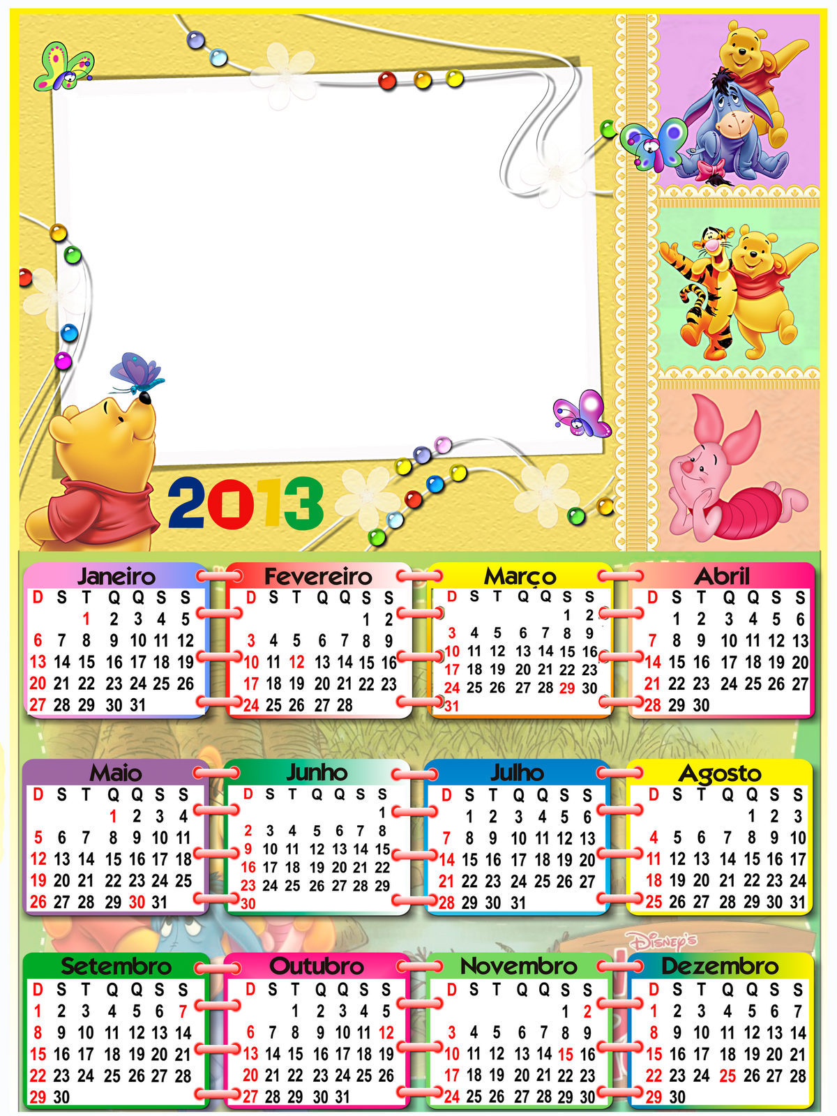 Baú Da Web Calendário Infantil 2013 Disney Para Imprimir
