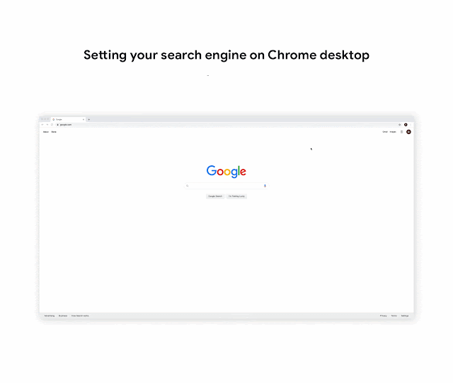 Imagen de cómo cambiar el motor de búsqueda en Chrome en una computadora de escritorio.