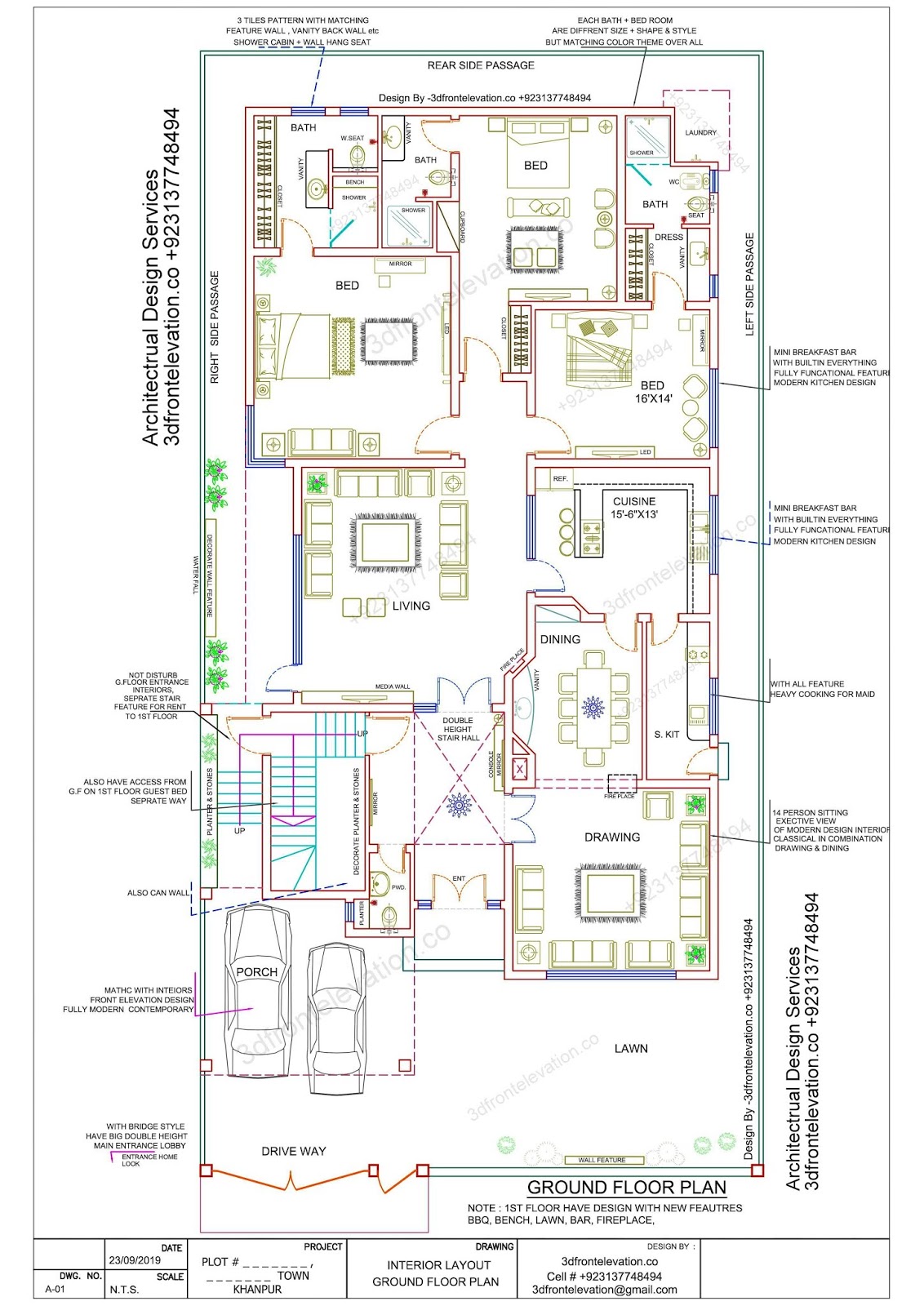 25 Marla ,Big PLot , with 3 Bed Modern House PLan Layout Architectural ...