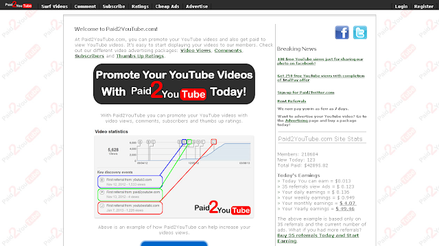 Paid2YouTube-заработок на просмотре видео с Ютуб