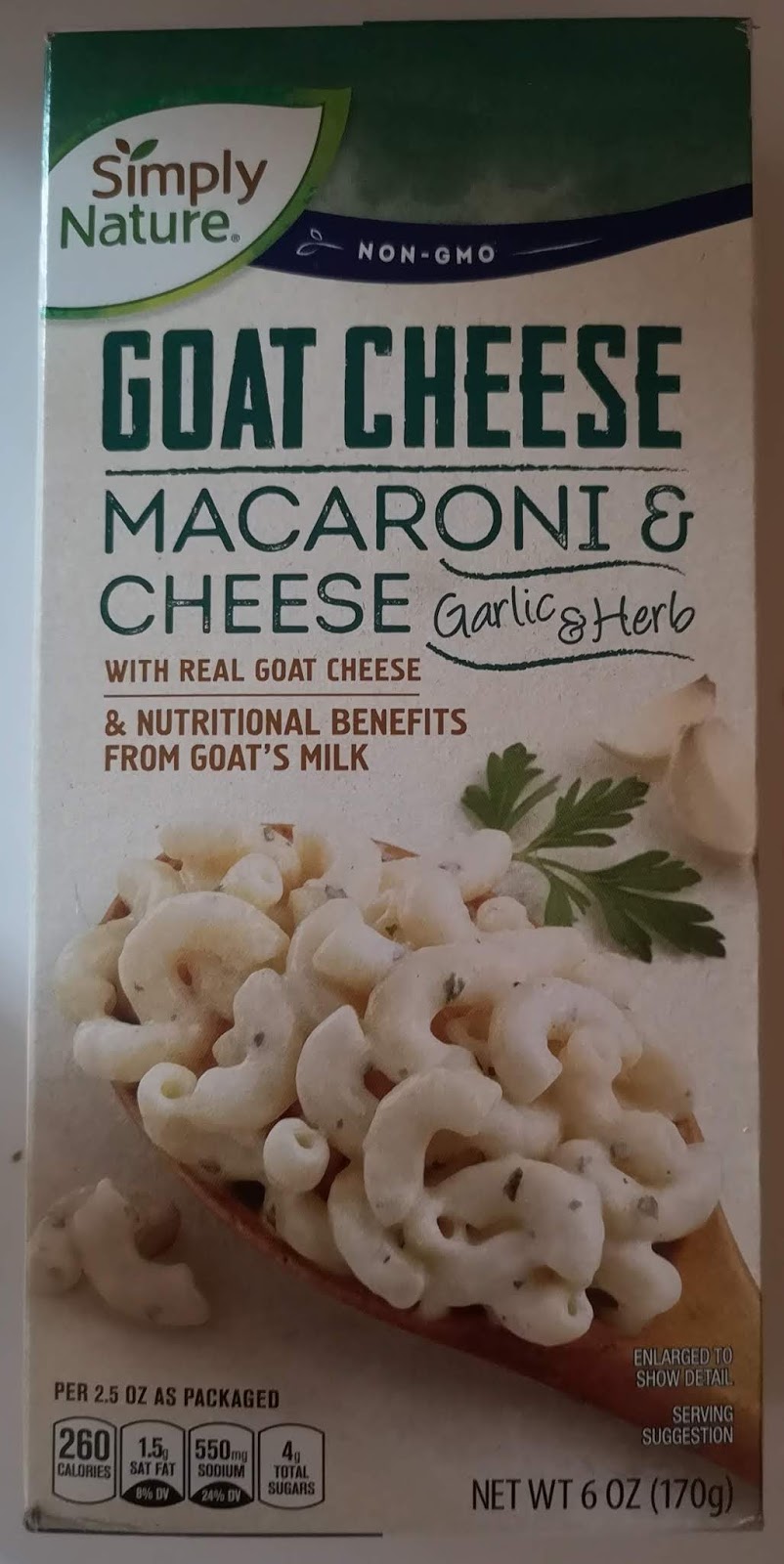 Simply Nature Goat Cheese Macaroni and Cheese Garlic and Herb (Aldi)