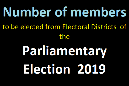 The number of members to be elected from Electoral Districts  of the Parliamentary Election - 2019