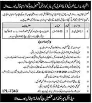 Tehsil Headquarter Hospital Jobs 2021 For Data Entry Operators DEO