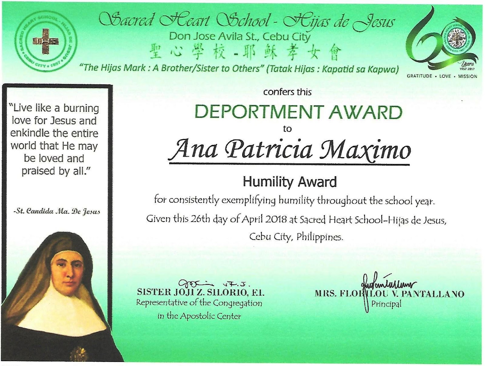 Building Champions Off & On the Field: HUMILITY AWARD