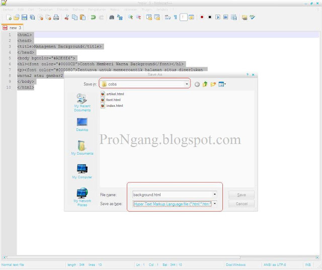 Programmer Nganggur: Materi Ke 4 HTML : Memberi Warna Background atau ...