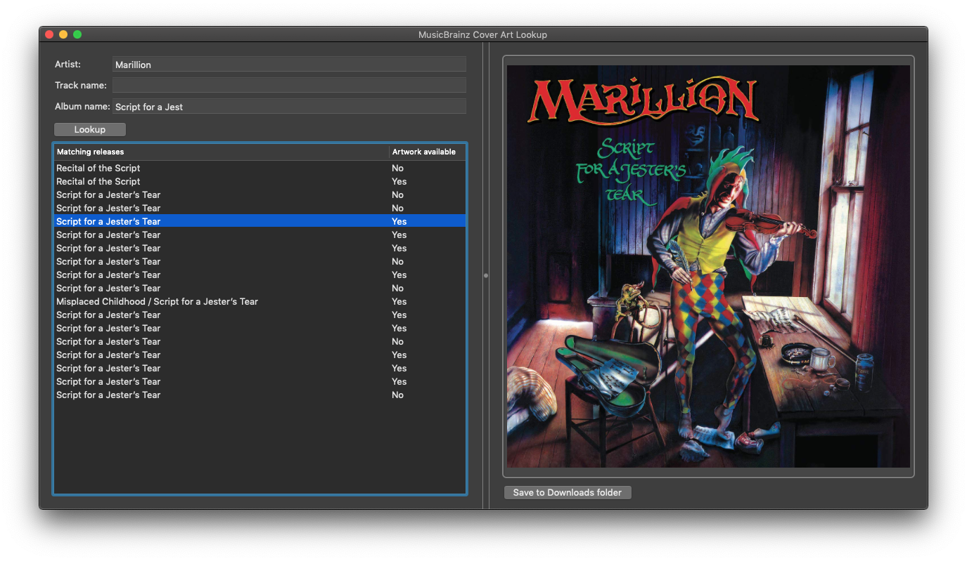 PeacockMedia Album art lookup using MusicBrainz experimental free app