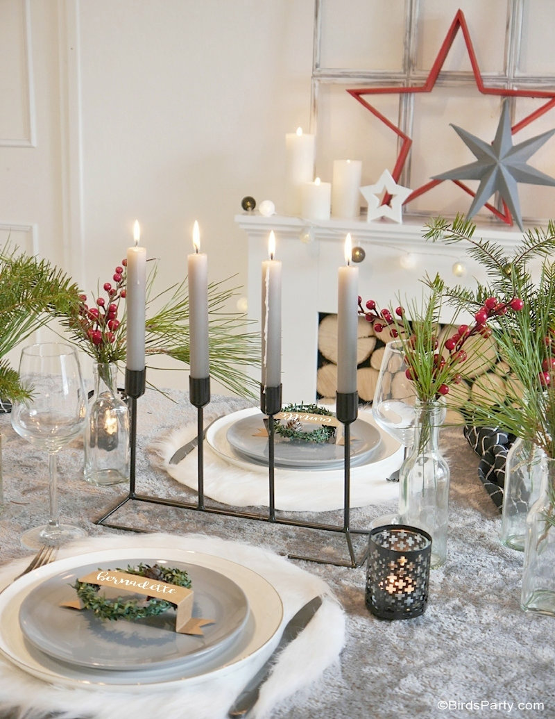 Hygge Scandinavian Inspired Christmas Tablescape - easy, inexpensive and cozy winter table décor ideas and DIY crafts for your Christmas party!