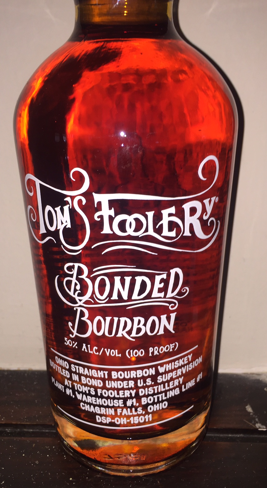 Sku's Recent Eats Tom's Foolery Bottled in Bond Bourbon
