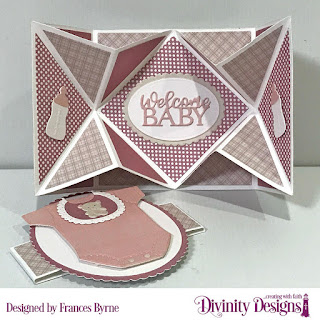 Custom Dies: Pop-Out Card with Layers; Belly Band, Baby Blessings, Ovals. Scalloped Ovals, Paper Collection: Shabby Pastels, Christmas 2018