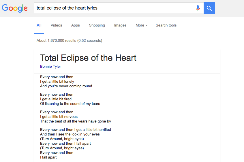 Google Adds Song Lyrics To Search Dammybas Blog