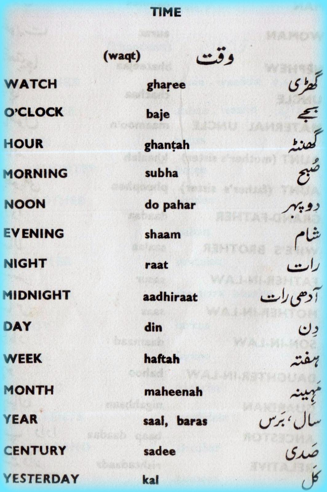 URDU KITAB اُردو کتاب Season&ClimateTimeWeekMonth
