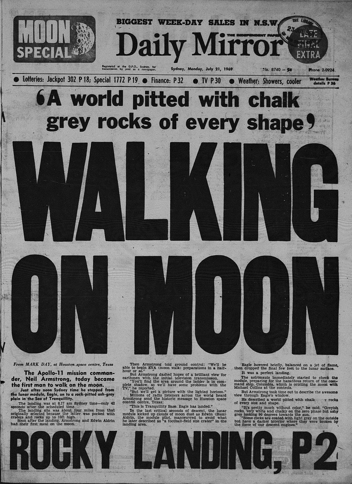 Mælkehvid gå på pension Grøn Fab Sydney Flashbacks: Remember this? - Sydney Newspaper coverage of the  moon landing (1969)