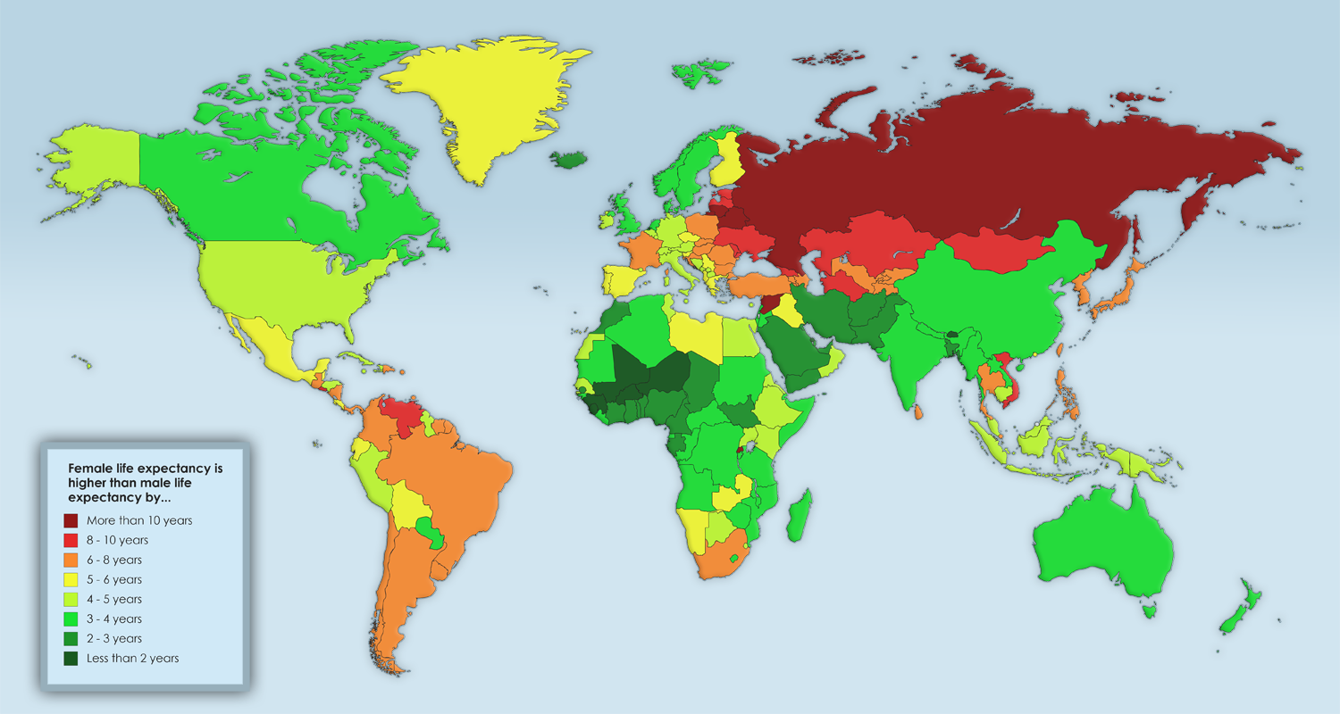 Life expectancy gender gap Vivid Maps