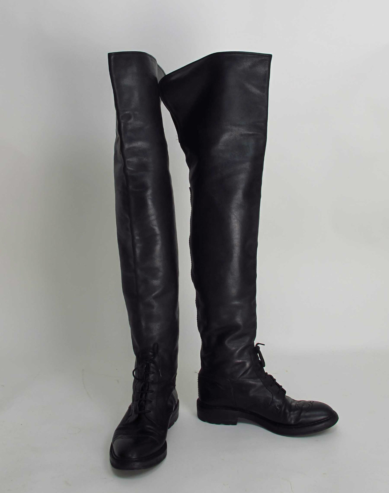 eBay Leather: Very rare Chanel black leather OTK riding boots