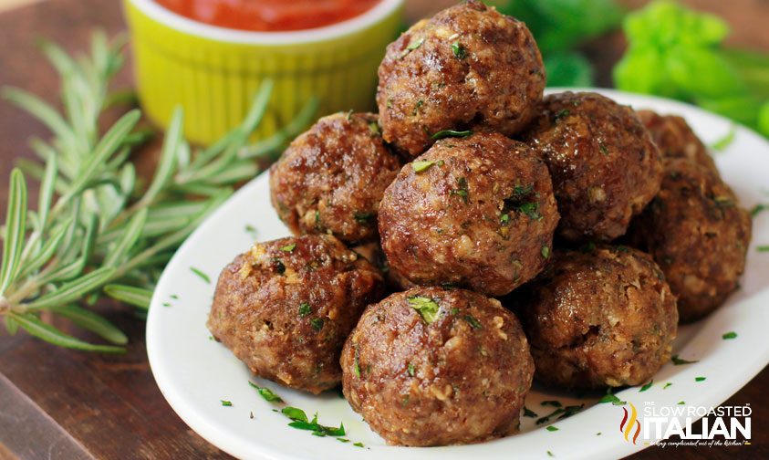 Italian Herb Baked Meatballs (With Video)