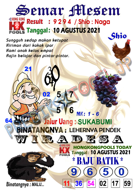 Bocoran Syair Hongkong Malam Ini Selasa 10 08 2021