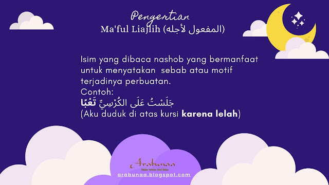 Pengertian Maful Liajlih المفعول لأجله Beserta Contoh Contohnya Dalam Ilmu Nahwu Arabunaa Belajar Bahasa Arab Online
