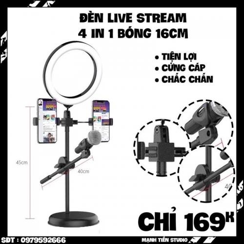 Dèn livestream 4 in 1 thiết kế chắc chắn tiện lợi dễ dàng sử dụng