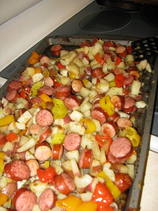 OvenRoasted Sausage, Potatoes, & Peppers