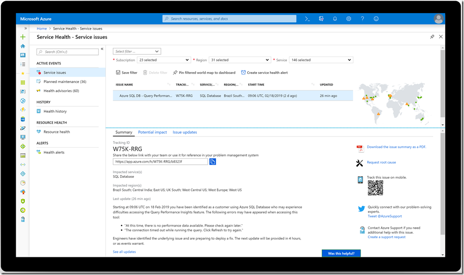 When to use Azure Service Health versus the status page Microsoft