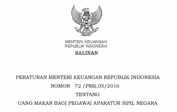 Aturan Baru Tentang Uang Makan Pegawai ASN Berdasarkan PMK 72 Tahun