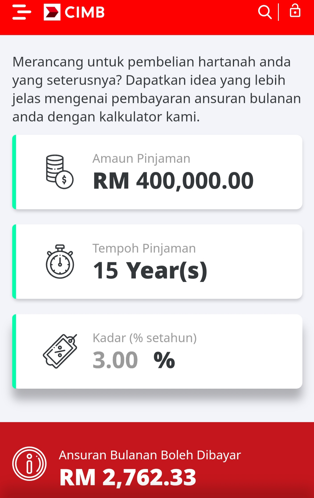 2021 interest loan rumah Current Mortgage