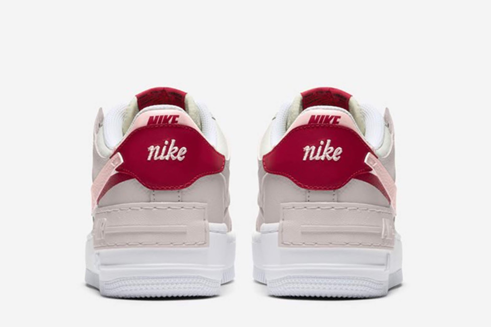 pink and red shadow air force ones
