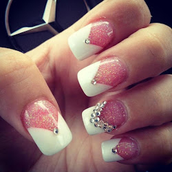 nails nail designs pink tip french rhinestones sparkle shape try necklace glittery manicure stencils elegant tips pretty idea wish unghii