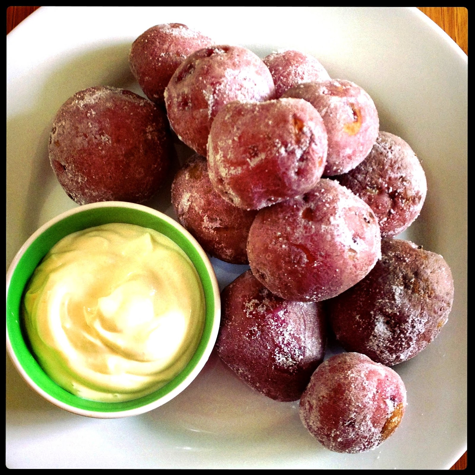 Salt Encrusted New Potatoes with MustardMayo Dip