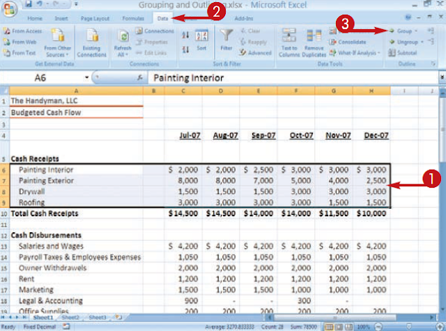 How To : MS Excel Hide rows by GROUPING AND OUTLINING 