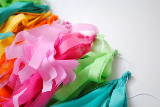 party diy: colorful fringe tassel garland