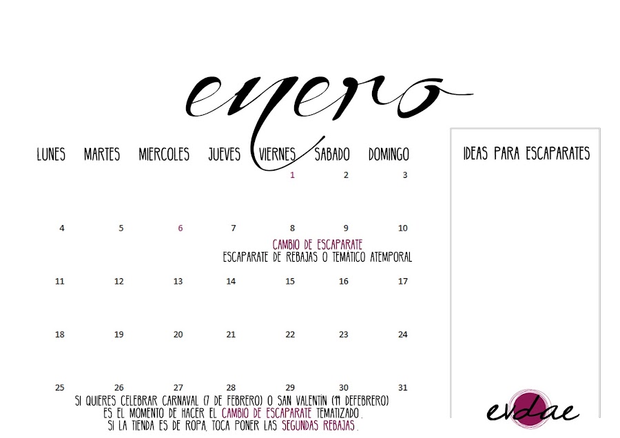 calendario escaparates 2016 enero