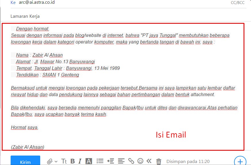 cara membuat lamaran kerja via email untuk pencari kerja
