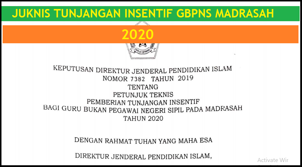 Juknis Tunjangan Insentif Gbpns Madrasah Tahun 2020