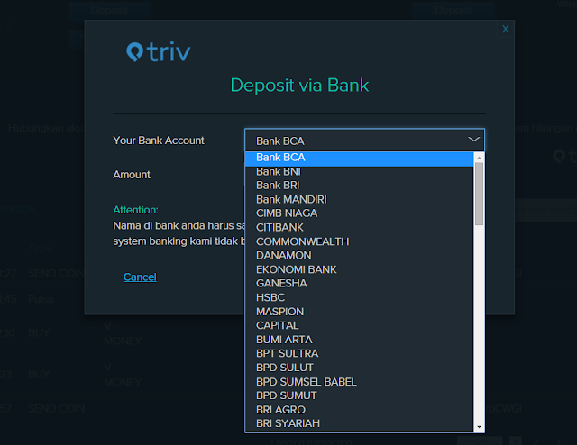 Cara Deposit Uang di Akun Triv