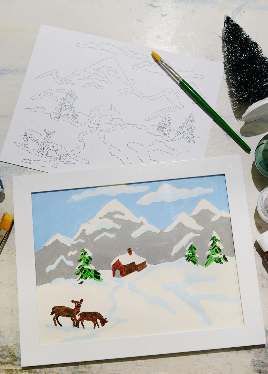 Cute Rudolph Paint By Numbers - Numeral Paint Kit