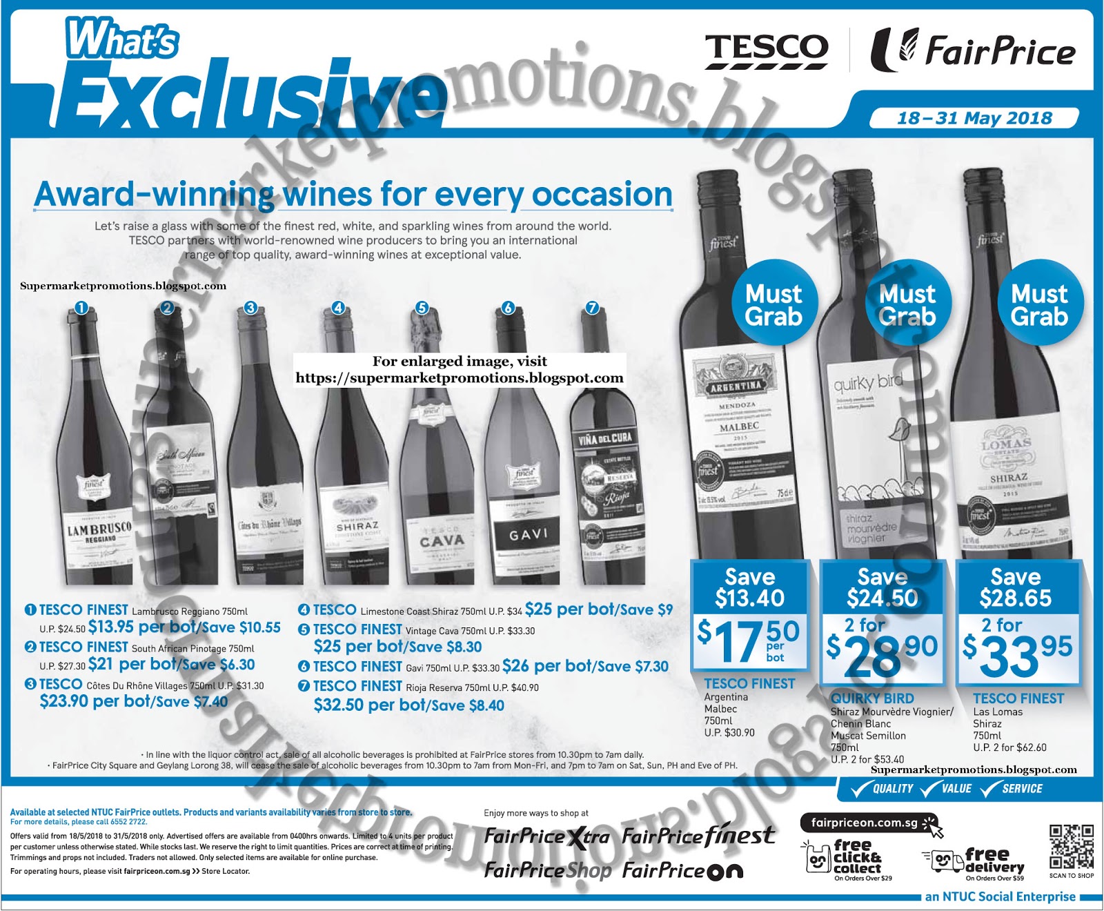 NTUC FairPrice Tesco wines promotion 18 31 May 2018 Supermarket