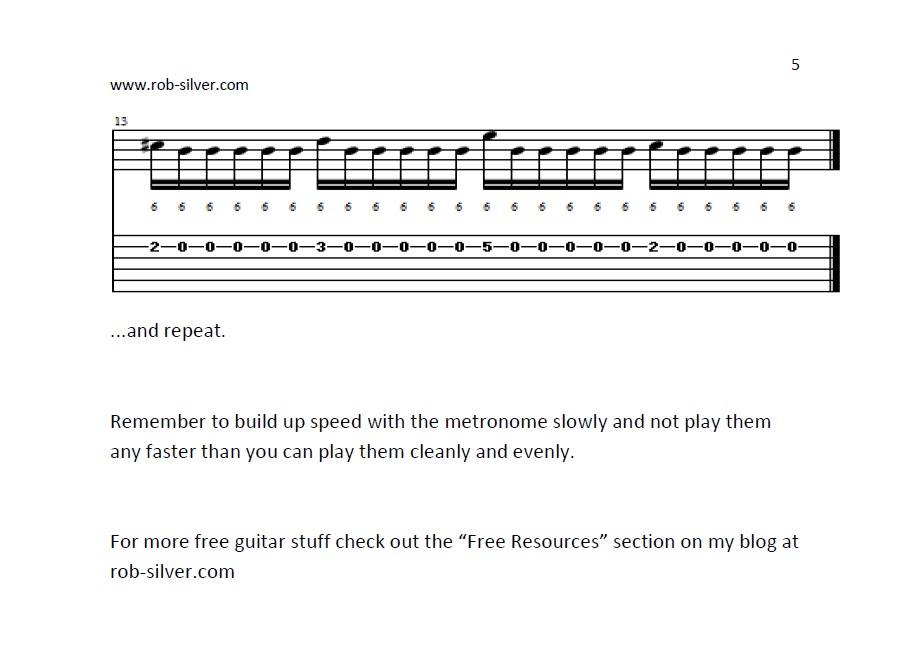 ROB SILVER SIMPLE RIGHT HAND PICKING EXERCISES FOR GUITAR