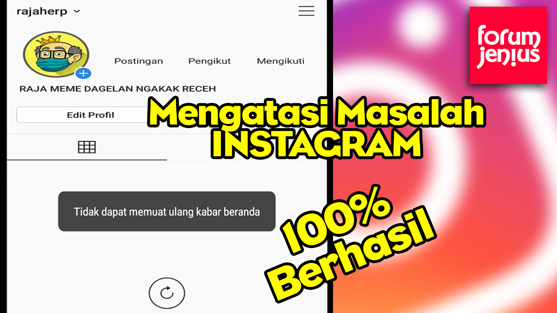 Cara MENGATASI MASALAH INSTAGRAM "TIDAK DAPAT MEMUAT ULANG ...