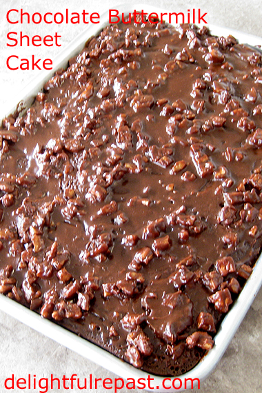 Chocolate Buttermilk Sheet Cake - Texas Sheet Cake My Way - a quick and easy feeds-a-crowd chocolate cake / www.delightfulrepast.com