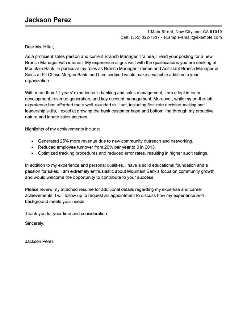 Sample Cover Letter For Management Trainee Job Sample Letter