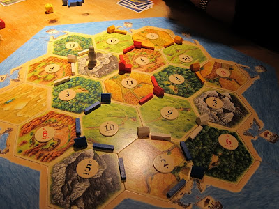Settlers of Catan - The close up of the board mid way through the game