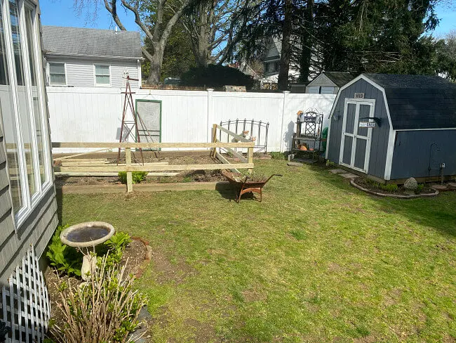 view of the garden from the deck