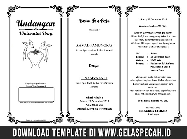 Download Contoh Undangan Walimatul Ursy Unik File Word