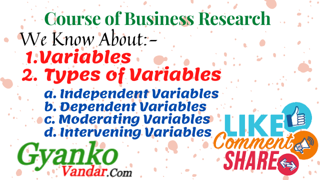 variables in research | types of variables | independent variables | dependent variables | moderating variables | intervening variables