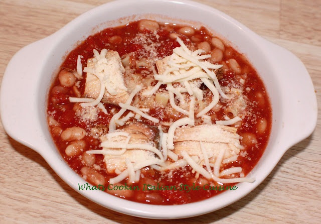 this is a chicken parmesan pasta fagioli with sauce and white beans