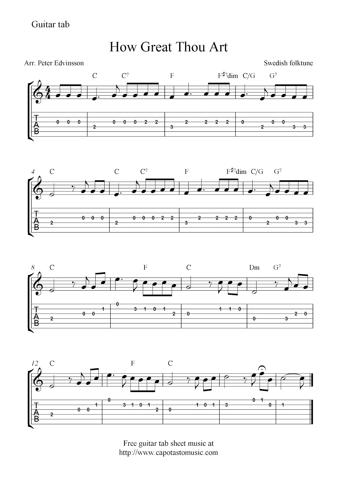 Free Printable Christian Sheet Music For Guitar