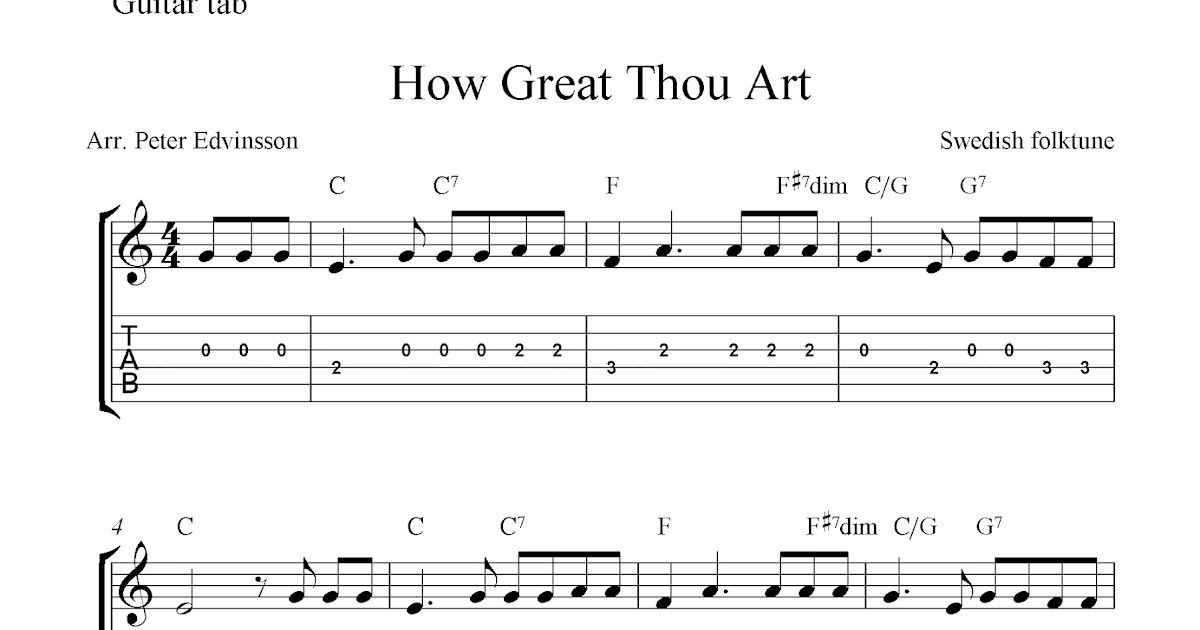 How Great Thou Art Easy Guitar Chords How Great Thou Art, easy free Christian guitar tablature sheet music